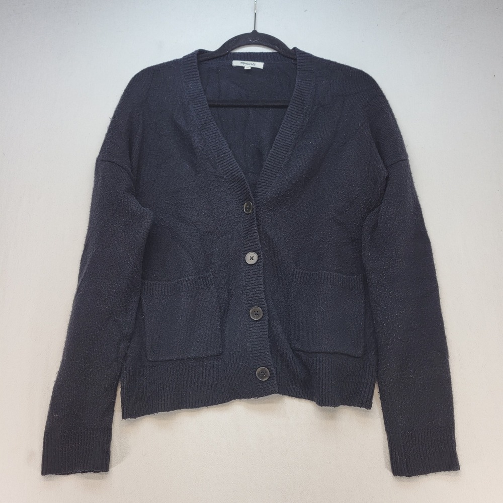 Madewell Cardigan Women XS Black Casual V-Neck Wool Blend Button Front